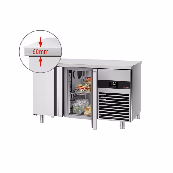 Masă de răcire PREMIUM - 1,4 x 0,7 m - FĂRĂ uși, grile și șine