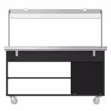 Bufet mobil cald DANZIG - 1600mm - pentru 4x GN 1/1 - cu glisieră pentru tavă - negru