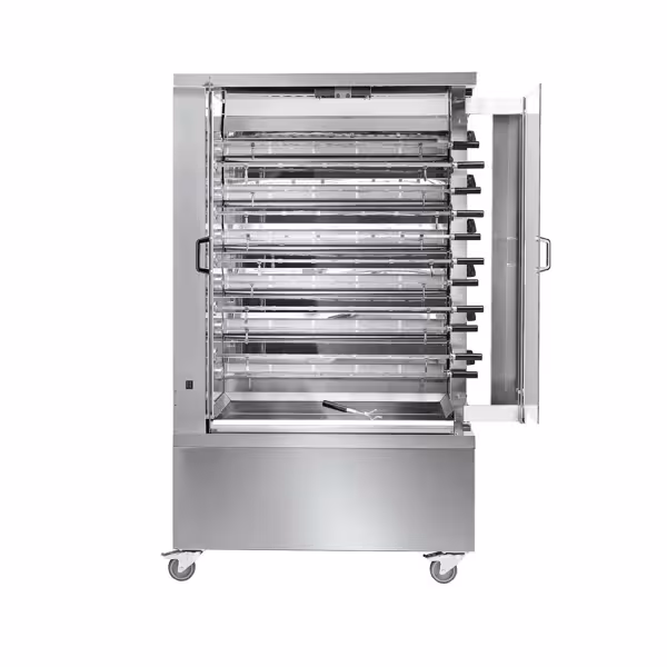 Commercial Gas Chicken Rotisserie Oven - - 37.2kW - with 11 Skewers for up to 66 chickens