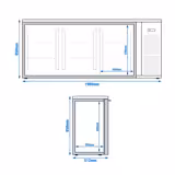 Mesa frigorífica para bar e bebidas PREMIUM PLUS - 1989x512mm - 469 L - com 3 portas de batente em vidro - Preto