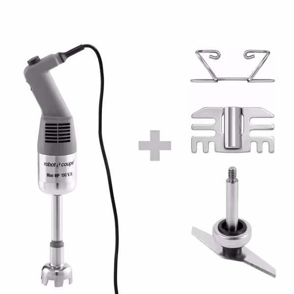 ROBOT COUPE | Mini MP 190 V.V. - خلاط يدوي مزود بعمود خلط بطول 190 مم - 270 واط - من 2000 إلى 12,500 دورة في الدقيقة - 9 مستويات للسرعة