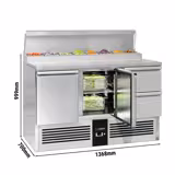 Commercial Saladette Prep Counter PREMIUM - 1368x700mm - 2 Doors & 2 Drawers - for 8x GN 1/6