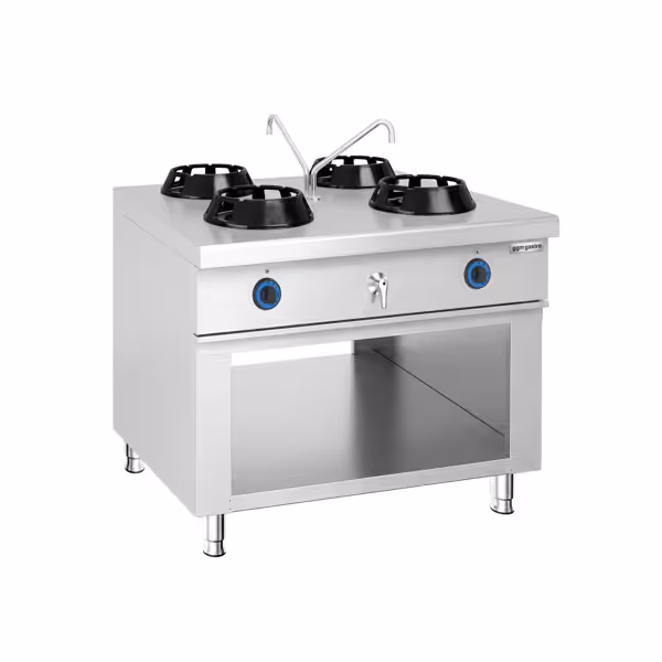 Gas woktafel eilandmodel - 56,0 kW - 4 branders - incl. 2 kranen