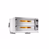 Električna peć za pizzu Profesionalna - 1420x1380 mm - 9+9 x 33 cm - za Ø 33 cm pizzu - do 400 °C - Mehaničko