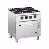 Cucina a gas professionale - Giuseppe 700 - 800x730x900mm - 32,0 kW - 4 fuochi - su armadio chiuso - incl. forno a gas