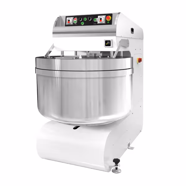 Pétrin à spirale PROFESSIONNEL - 298L / 200kg - 2 vitesses - cuve fixe - minuterie - 400V - 2 moteurs