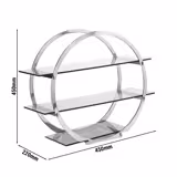 Buffetstandaard - RVS & plexiglas, chroom - rond - 450x220mm - 3-laags - Hoogte: 450mm