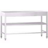 Nerezový pracovní stůl PREMIUM - 1400x800 mm - se spodní policí & s vyztuženou pracovní deskou