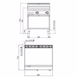 Commercial Gas Griddle - 13.8kW - Smooth Plate - Cooking area: 795x500mm - on Stand