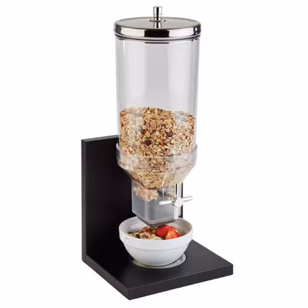 Commercial Cereal Dispenser - BRIDGE - Rotary Dispense - Plastic Container - 4.5L - Wooden Stand