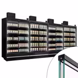 (4 pcs) Armoire réfrigérée murale de supermarché - 7500mm - avec 4 portes battantes vitrées & 5 étagères - Noir