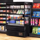 Commercial wall-mounted refrigerated display shelving - 900 mm - 287 litres - with 3 shelves