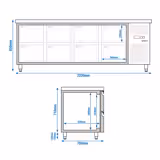 Kylbänk ECO - 2230x700mm - med 8 lådor - För UK