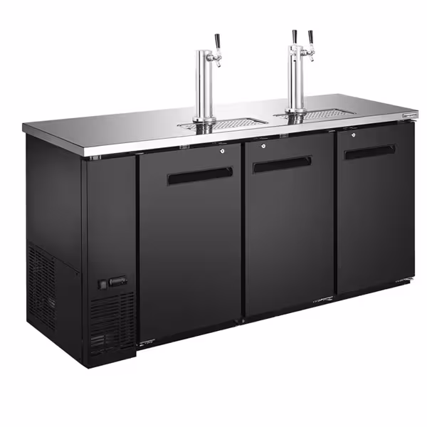 Bierkoeler met tapkraan - 3x 50 liter vaten - 1850x620mm