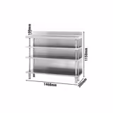 Bar-Arbeitstisch - Edelstahl - 1468x300mm - mit 4 Ablagen