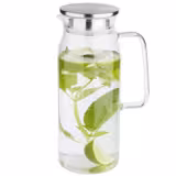 (6 pcs) Glass Jug - 1.5L - Glass - lid with strainer - Transparent