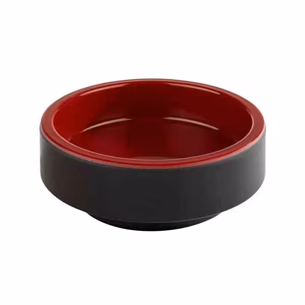 (6 stuks) Schaal - ASIA PLUS - Melamine - 0,04L - rond - Ø75mm - stapelbaar - zwart/rood