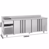 Kylbänk PREMIUM - 2360x720x970 mm - 540 l - Fläktkyla - GN 1/1 - med 1 ho - med bakkant - med 4 dörrar