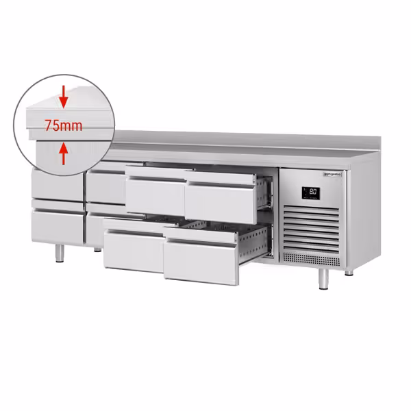  میز خنک کننده پریمیوم پلاس - 2452*600 میلیمتر - 8 کشو - دیواره دار 