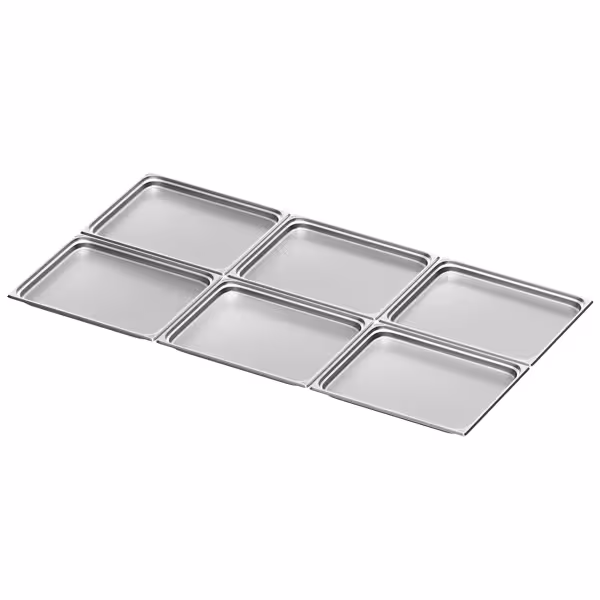 (6 pièces) Récipients en acier inoxydable GN 2/1 - Hauteur : 40mm