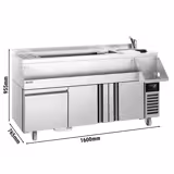 Koelwerkbank - 1600mm - 235L - 2 deuren, 1 lade & 230V stopcontact