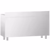 Table armoire en acier inoxydable PREMIUM - 1400x600mm - avec 3 tiroirs à droite et portes coulissantes - avec dosseret