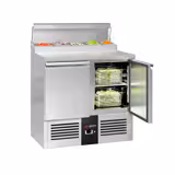 Přípravný chladicí stůl Mini PREMIUM - 900x700 mm - 2 dveře - pro 5× GN 1/6 - vč. 2× GN 1/1 rošt