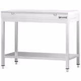 Tavolo da lavoro in acciaio inox PREMIUM - 800x600mm - con ripiano inferiore - con tagliere in polietilene Bianco