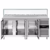 Commercial Saladette Counter PREMIUM - 2020mm - 580L - 3 doors - with glass canopy for 10 x GN 1/3 & 1 shelf