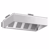 Cappa cubica professionale con motore - 2400mm - con filtri a labirinto e luci LED ad incasso