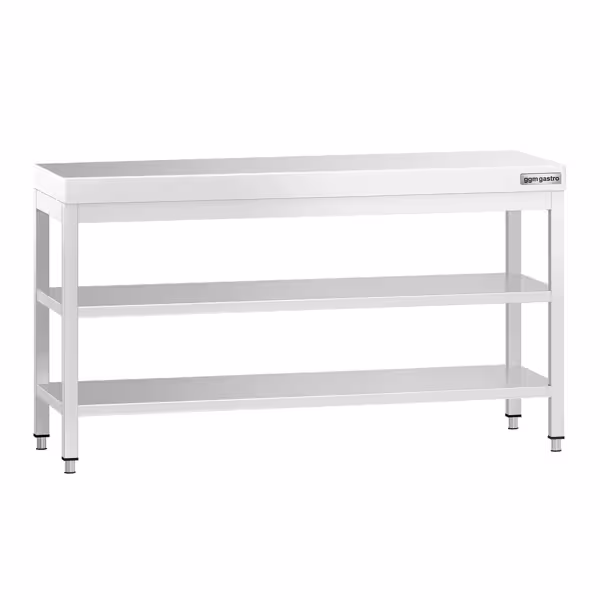 Rvs werktafel PREMIUM - 1600x700mm - met onderblad - met tussenschap - verstevigd werkblad