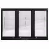 Barkoelkast - 1350mm - 320 Liter - met 3 glazen klapdeuren - zwart