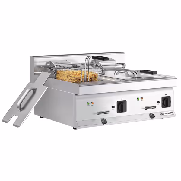 Dubbele elektrische friteuse - 10+10 liter - 18 kW - mechanische bediening - met aftapkraan