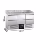 Pizzawerkbank PREMIUM - 1400x700mm - met granieten werkblad - met 3 deuren & 6 laden