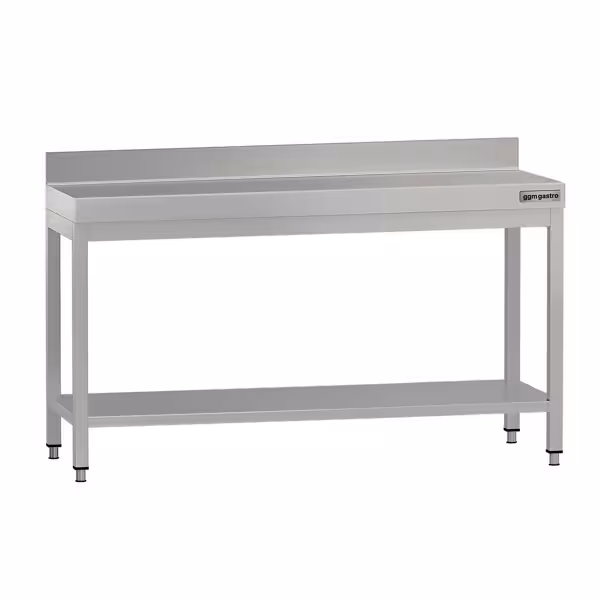 Paslanmaz Çelik Çalışma Tezgahı  ECO -1600x700mm -  Alt Raflı, Sırtlı