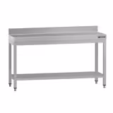 ECO-työpöytä ruostumattomasta teräksestä - 1600x600mm - perushyllyllä ja jalustalla	