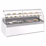 Commercial Serve Over Counter Cake Display Fridge 2560mm – LED lighting – 2 shelves – +4 to +8 °C – rounded front glass