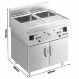 Cuiseur à pâtes électrique avec robinet – 2 × 26 L – 12 kW – incl. soubassement avec 2 portes