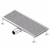 RVS vloerput - 750x300mm - lage inbouwhoogte & zijuitlaat - DN70