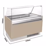 Vitrine à glace LIAM – 1310 mm – avec éclairage LED – pour 10 + 10 bacs – Beige