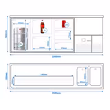 Bira tezgahı PREMIUM - 2500x700mm - 1 Cam Kapı & 5 Cam Çekmece