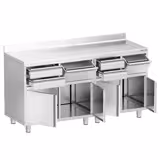 Armario de trabajo - para máquina de café - 1800x600mm - con 4 cajones, 2 puertas, 2 cubos de basura y soporte superior