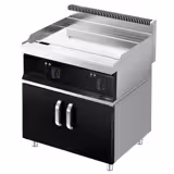 Elektro Bratplatte - mit Hartchrom-Beschichtung - 8 kW - Glatt - inkl. Unterbau mit 2 Türen