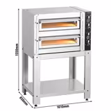 Electric Deck Pizza Oven - Twin Deck - Refractory Stone Deck - 4+4 x Ø 30cm (12") - 230V 3 Phase - Mechanical Controls - up to 450°C - incl. Base frame