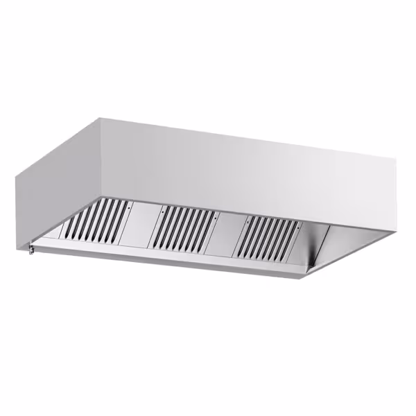 Commercial Wall-Mounted Extractor Hood - 2000mm - with Baffle Filters & Lighting
