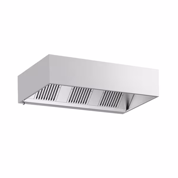 Commercial Wall-Mounted Extractor Hood - 2000mm - with Baffle Filters & Lighting