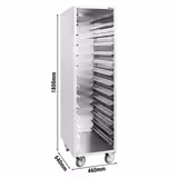 In acciaio inox Carrello portavassoi universale - per 14 vassoi GN 1/1 (530x325mm) oppure 14 vassoi 600x400mm - con ruote girevoli (2 con freno)