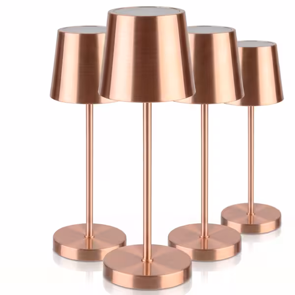 (4 pcs) LED Table Lamp - MERLE MINI - Rechargeable - Cordless - 3-step dimmable - Ø110mm - Copper - with Charging Dock