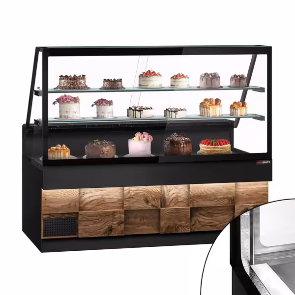 Serve Over Counter TORONTO - 2000mm - double glazing - wood front - granite worktop - with 2 shelves