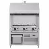 Barbecue à gaz professionnel BERLIN - 21kW - sur pied - P790mm - 6 grilles de cuisson - grilles de cuisson en fonte